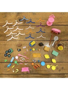 65pc Vintage Barbie & Palitoy Pippa Accessories 70’s Camping Sports Cooking Hair
